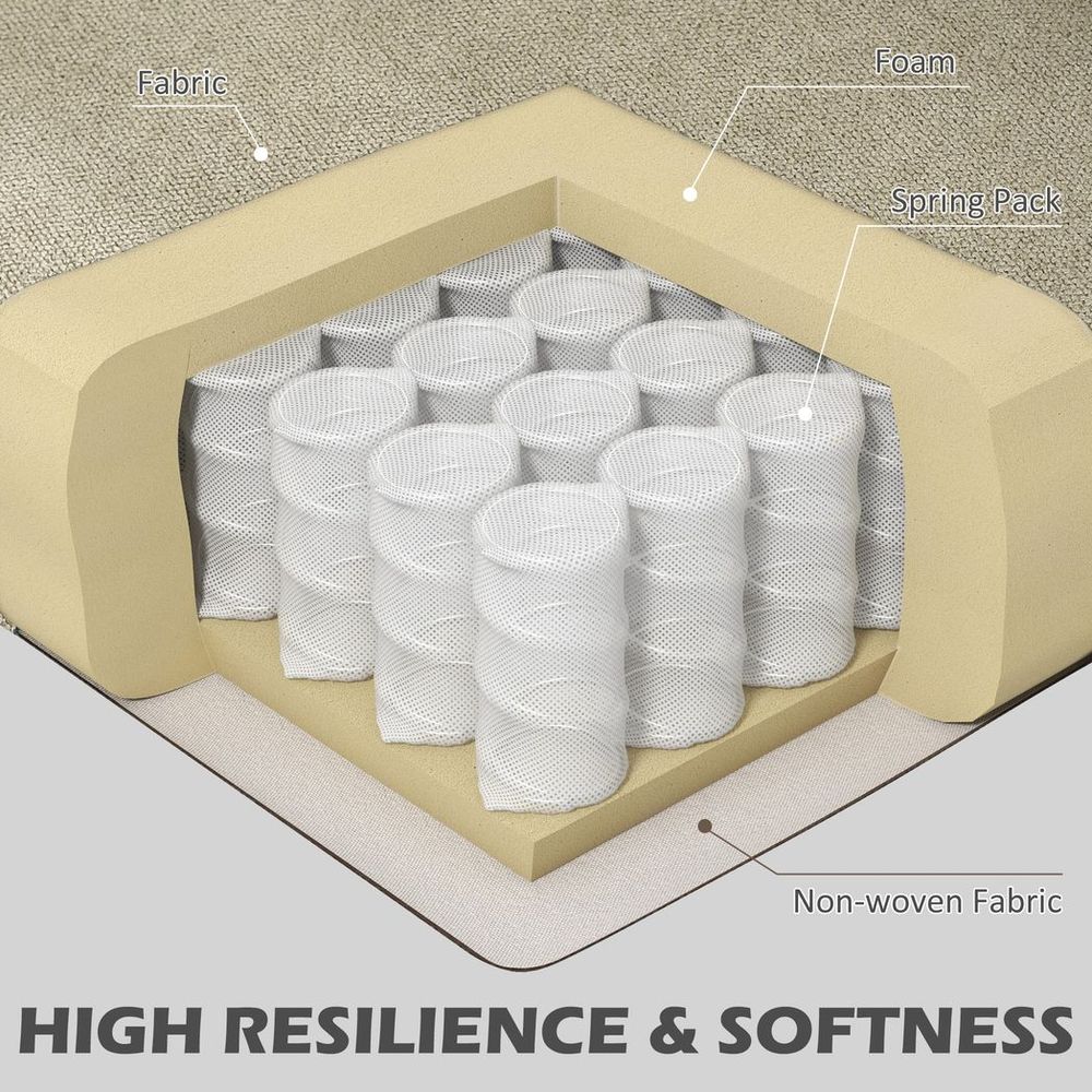 Armchair, Upholstered Modern Accent Chair with Wood Legs, Beige - Accent Chair from HOMCOM