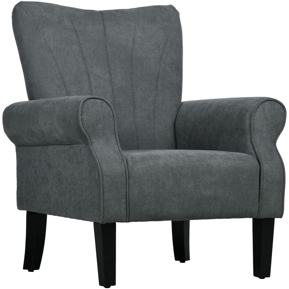 Armchair, Upholstered Modern Accent Chair with Wood Legs, Grey - Accent Chair from HOMCOM