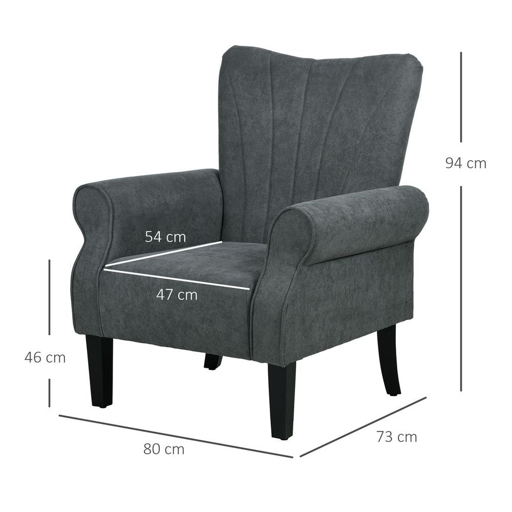 Armchair, Upholstered Modern Accent Chair with Wood Legs, Grey - Accent Chair from HOMCOM