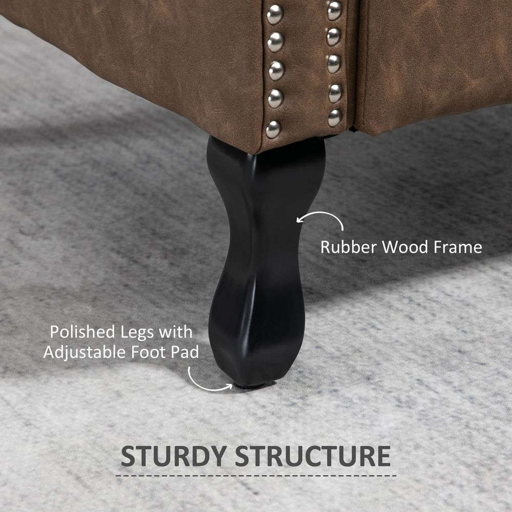 Chesterfield-style Wing Back Armchair Tufted Accent Chair Brown - Accent Chair from HOMCOM