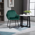 Modern Accent Chair Velvet-Feel Upholstered Lounge Armchair Metal Base Green by HOMCOM