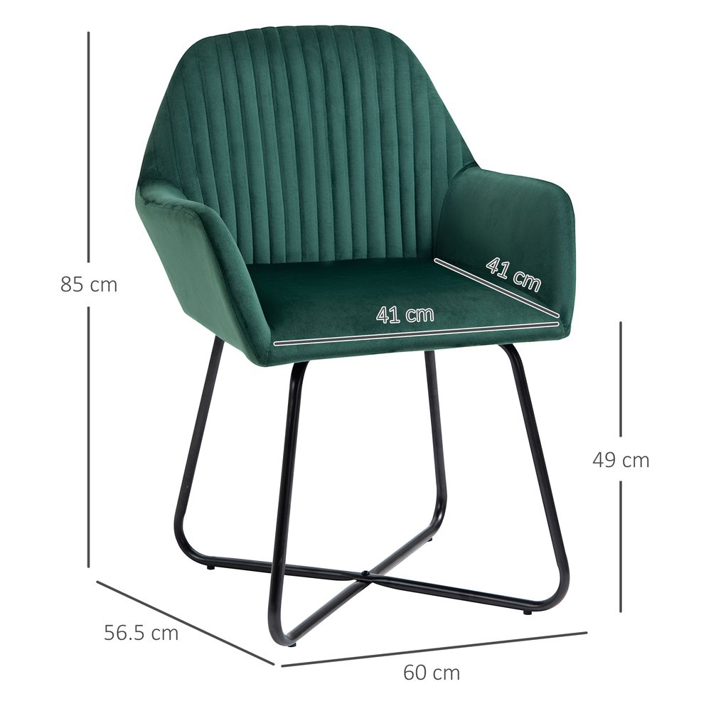Modern Accent Chair Velvet-Feel Upholstered Lounge Armchair Metal Base Green - Accent Chair from HOMCOM