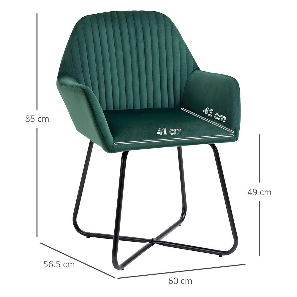 Modern Accent Chair Velvet-Feel Upholstered Lounge Armchair Metal Base Green by HOMCOM
