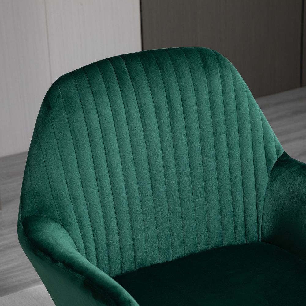 Modern Accent Chair Velvet-Feel Upholstered Lounge Armchair Metal Base Green - Accent Chair from HOMCOM