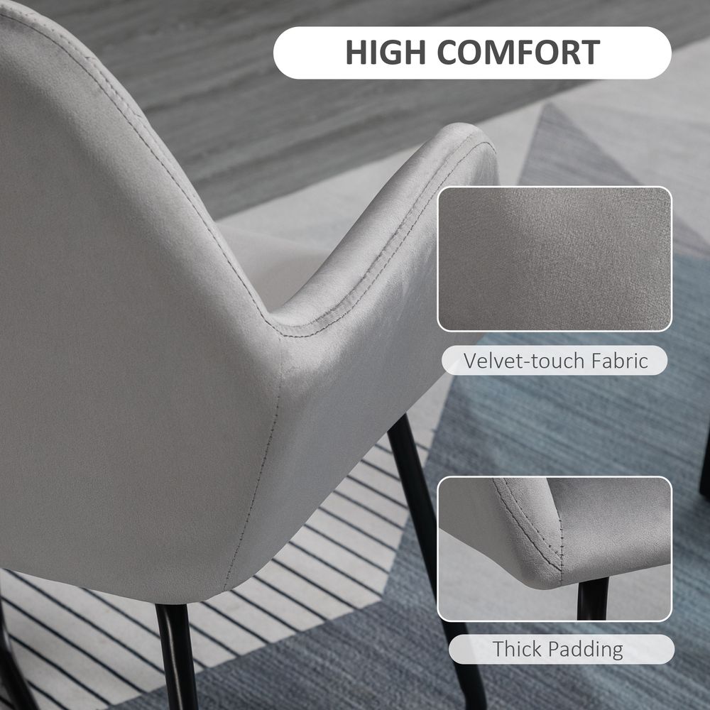 Modern Accent Chair Velvet-Feel Upholstered Lounge Armchair Metal Base Grey - Accent Chair from HOMCOM