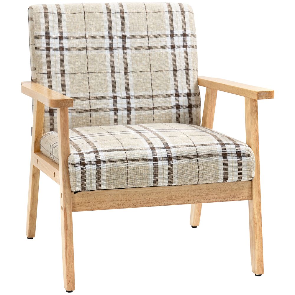 Modern Accent Chairs Upholstered Linen-Feel Living Room Chair Beige - Accent Chair from HOMCOM