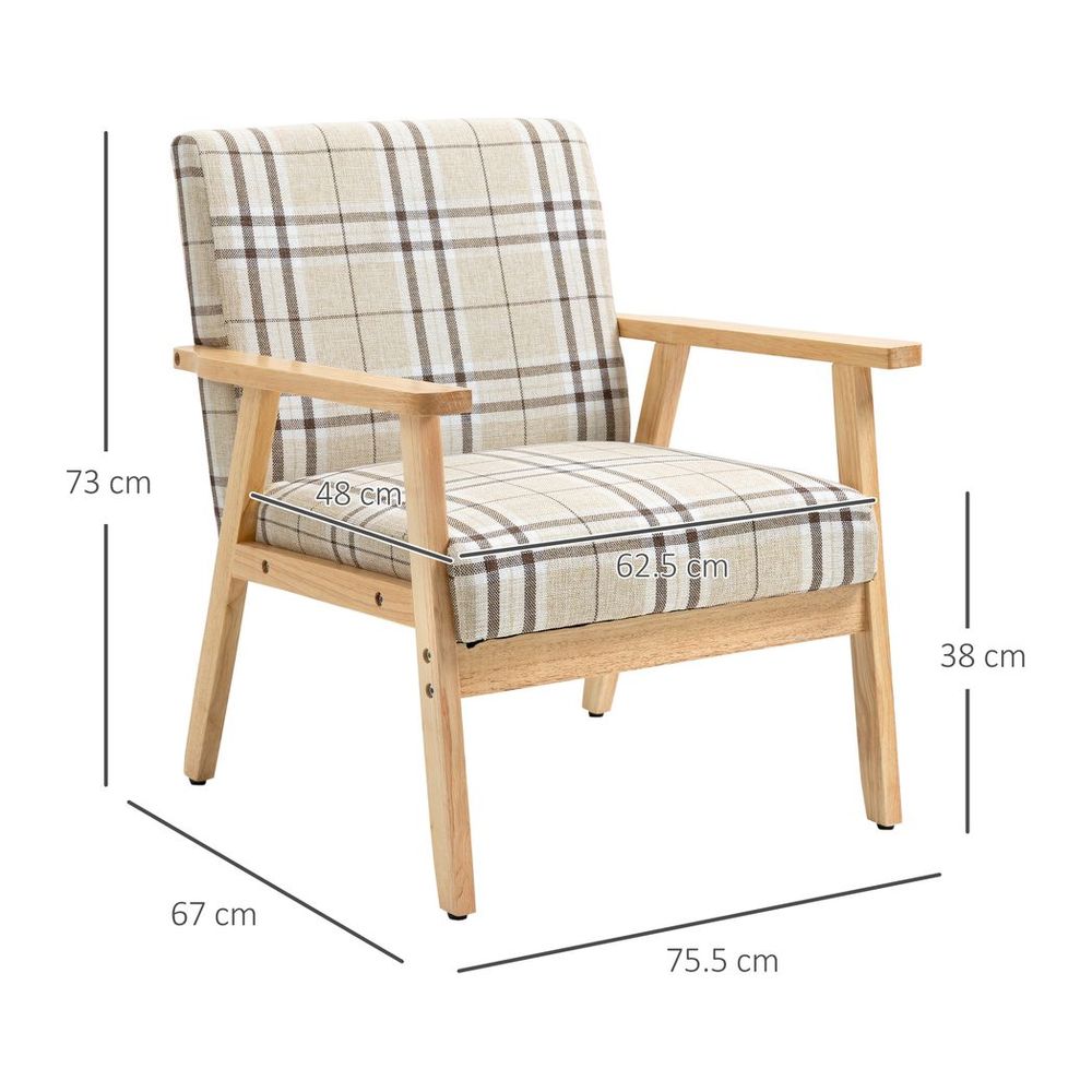 Modern Accent Chairs Upholstered Linen-Feel Living Room Chair Beige - Accent Chair from HOMCOM