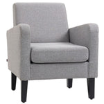 Modern Armchair Accent Chair with Rubber Wood Legs for Bedroom Light Grey - Accent Chair from HOMCOM