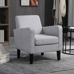 Modern Armchair Accent Chair with Rubber Wood Legs for Bedroom Light Grey - Accent Chair from HOMCOM