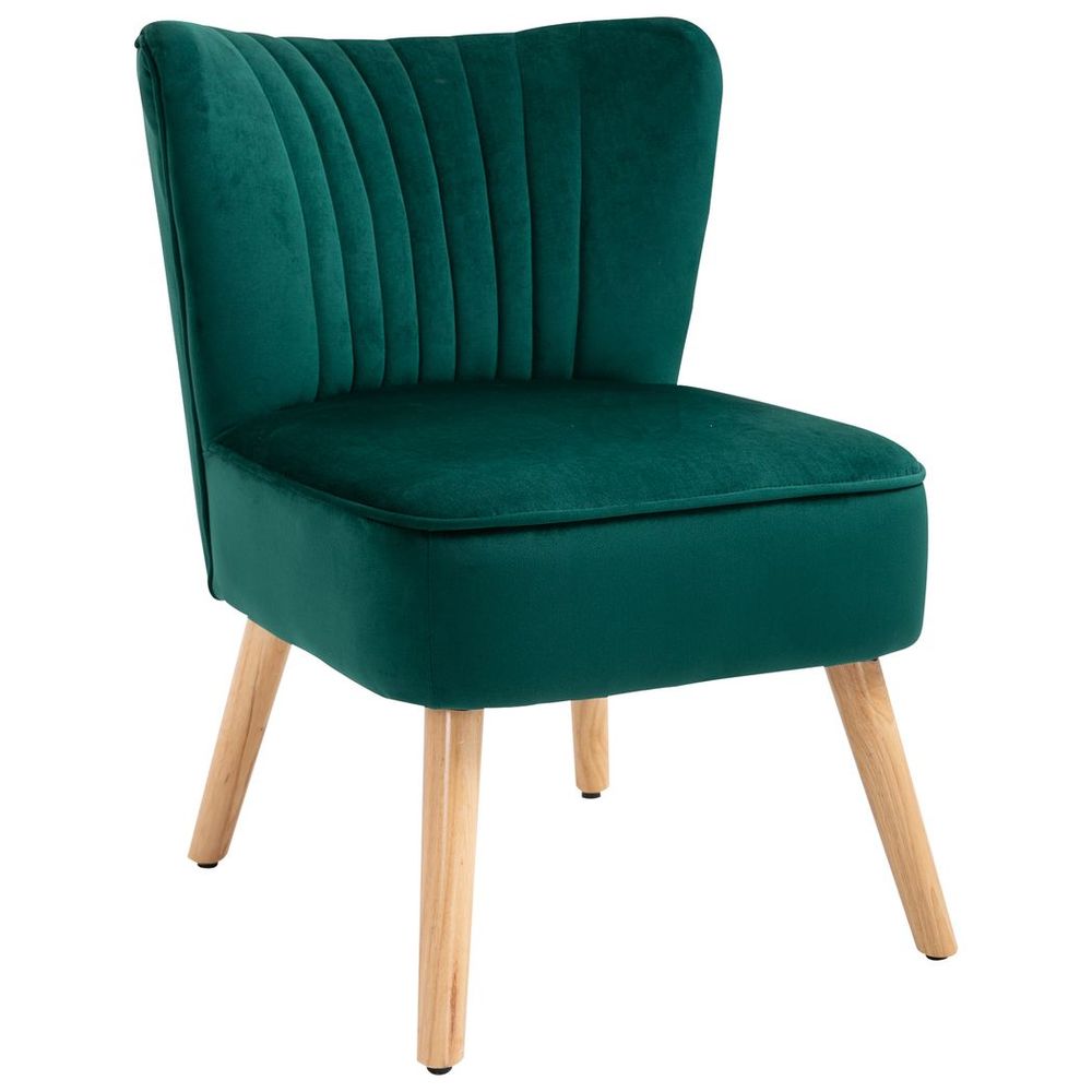 Velvet Accent Chair Occasional Tub Chair for Living Room Bedroom Green - Accent Chair from HOMCOM