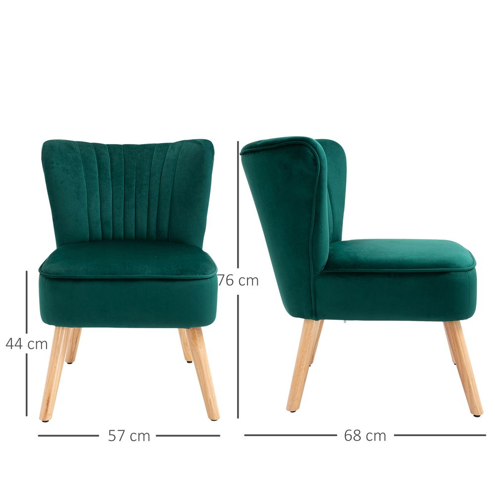 Velvet Accent Chair Occasional Tub Chair for Living Room Bedroom Green - Accent Chair from HOMCOM