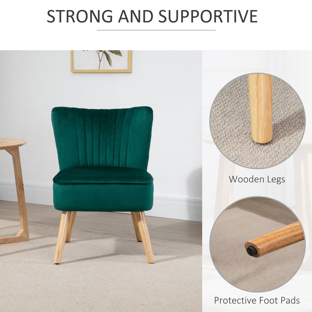 Velvet Accent Chair Occasional Tub Chair for Living Room Bedroom Green - Accent Chair from HOMCOM