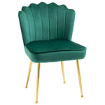 Velvet-Feel Shell Luxe Accent Chair Home Bedroom Lounge with Metal Legs Green - Accent Chair from HOMCOM