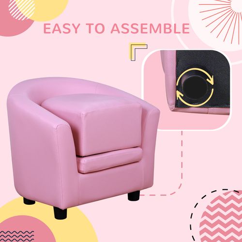 HOMCOM Kids Mini Sofa Children Armchair with Ottoman for Bedroom Playroom Pink - Armchair from HOMCOM