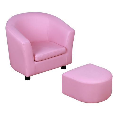 HOMCOM Kids Mini Sofa Children Armchair with Ottoman for Bedroom Playroom Pink - Armchair from HOMCOM