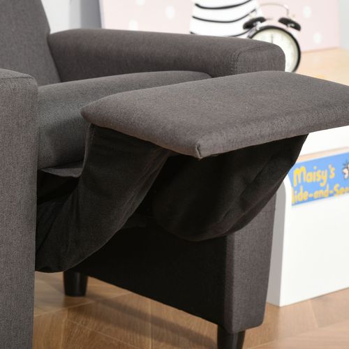 HOMCOM Kids Sofa with Footrest Linen Recliner Armchair Playroom Bedroom Grey - Armchair from HOMCOM