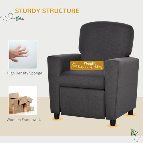 HOMCOM Kids Sofa with Footrest Linen Recliner Armchair Playroom Bedroom Grey - Armchair from HOMCOM