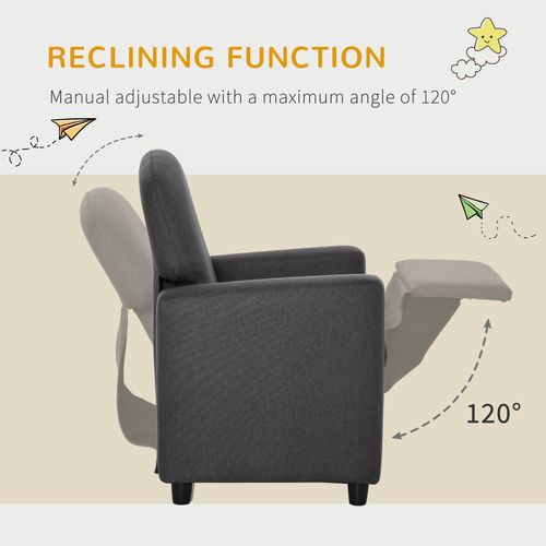 HOMCOM Kids Sofa with Footrest Linen Recliner Armchair Playroom Bedroom Grey - Armchair from HOMCOM