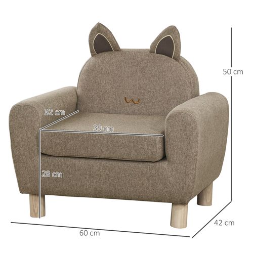 Kids Mini Sofa Toddler Chair Children Armchair for Bedroom Playroom Brown - Armchair from HOMCOM