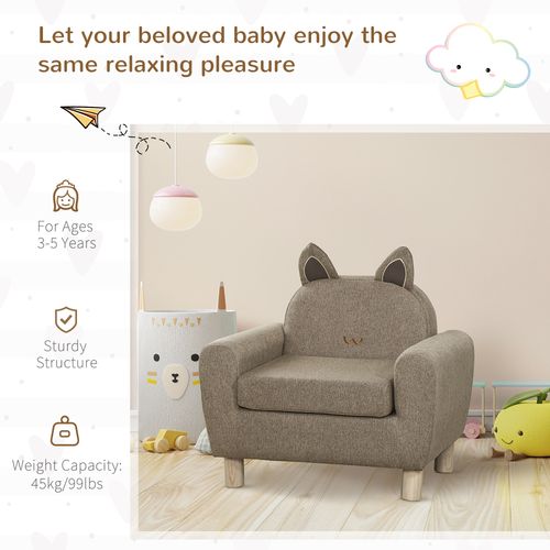 Kids Mini Sofa Toddler Chair Children Armchair for Bedroom Playroom Brown - Armchair from HOMCOM