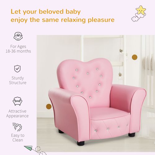 Kids Toddler Sofa Children Armchair Seating Chair Relax Girl Princess Pink - Armchair from HOMCOM