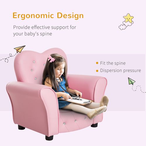 Kids Toddler Sofa Children Armchair Seating Chair Relax Girl Princess Pink - Armchair from HOMCOM