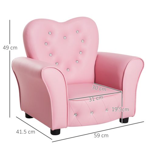 Kids Toddler Sofa Children Armchair Seating Chair Relax Girl Princess Pink - Armchair from HOMCOM