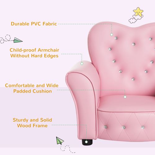Kids Toddler Sofa Children Armchair Seating Chair Relax Girl Princess Pink - Armchair from HOMCOM