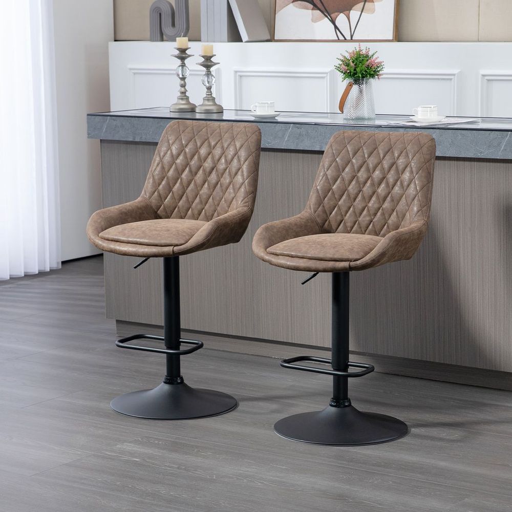 Bar Stools Set of 2, Adjustable Bar Chairs 360° Swivel for Kitchen Coffee - Bar Stool from HOMCOM