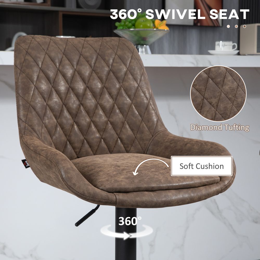 Bar Stools Set of 2, Adjustable Bar Chairs 360° Swivel for Kitchen Coffee - Bar Stool from HOMCOM