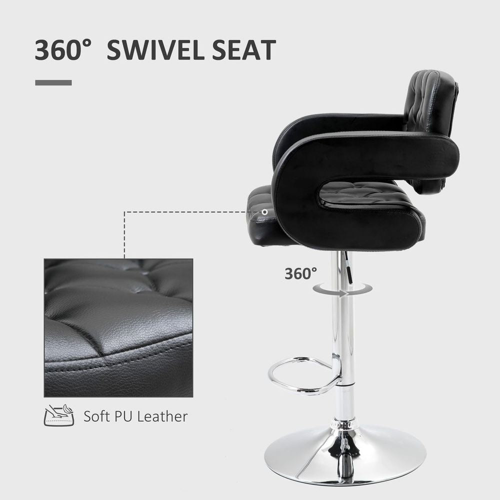 Adjustable Height Barstool Steel Pole PU Leather Bistro Home Kitchen - Bar Stool from HOMCOM