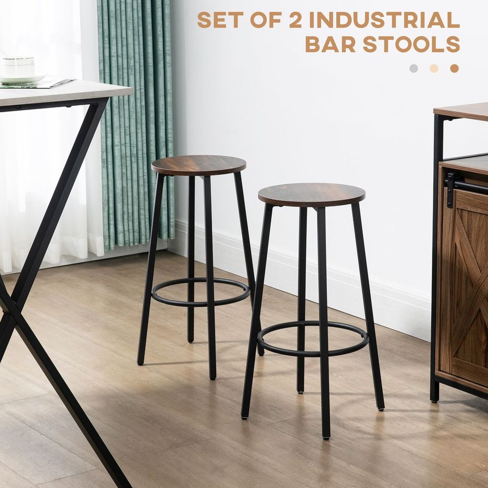 Bar Stools Set of 2 Counter Height Bar Stools for Dining Room Kitchen - Bar Stool from HOMCOM