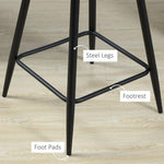 Bar Stools Set of 2, Velvet-Touch Fabric Counter Height Bar Chairs Blue by HOMCOM
