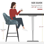 Bar Stools Set of 2, Velvet-Touch Fabric Counter Height Bar Chairs Blue by HOMCOM