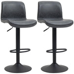 HOMCOM Retro Barstools Set of 2 PU Leather Adjustable Height Swivel Bar Chairs - Uncategorized Bar Stool