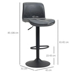 HOMCOM Retro Barstools Set of 2 PU Leather Adjustable Height Swivel Bar Chairs - Uncategorized Bar Stool