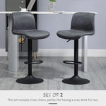 HOMCOM Retro Barstools Set of 2 PU Leather Adjustable Height Swivel Bar Chairs - Uncategorized Bar Stool