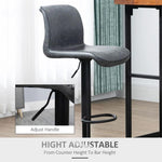 HOMCOM Retro Barstools Set of 2 PU Leather Adjustable Height Swivel Bar Chairs - Uncategorized Bar Stool