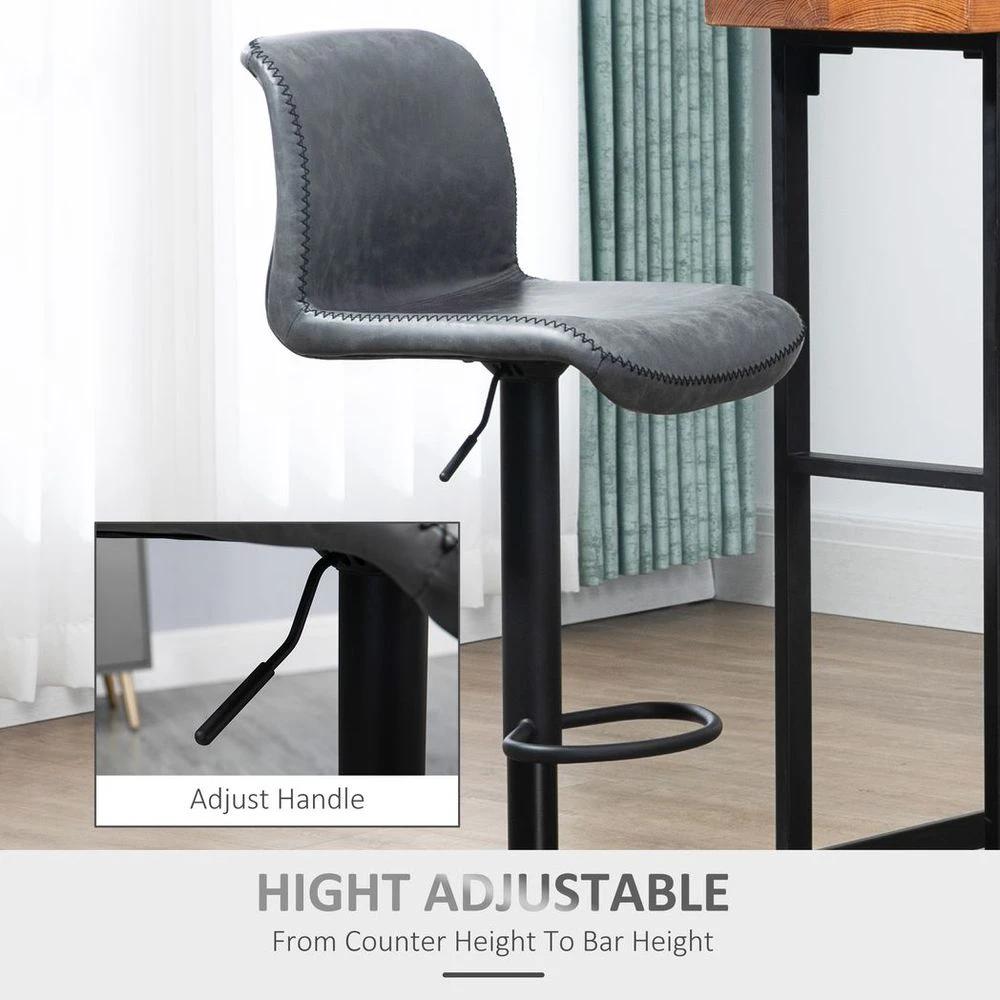 HOMCOM Retro Barstools Set of 2 PU Leather Adjustable Height Swivel Bar Chairs - Uncategorized Bar Stool