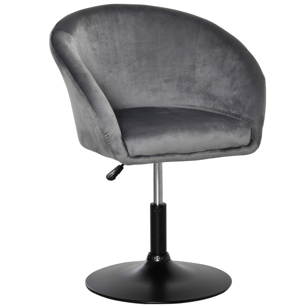 Swivel Bar Stool Fabric Dining Chair Dressing Stool Tub Seat Grey - Bar Stool from HOMCOM