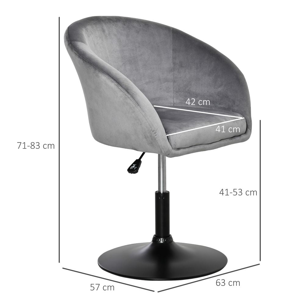 Swivel Bar Stool Fabric Dining Chair Dressing Stool Tub Seat Grey - Bar Stool from HOMCOM