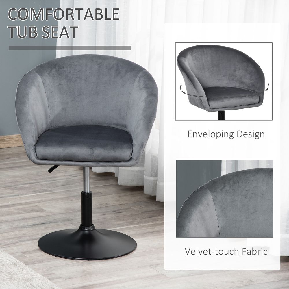 Swivel Bar Stool Fabric Dining Chair Dressing Stool Tub Seat Grey - Bar Stool from HOMCOM