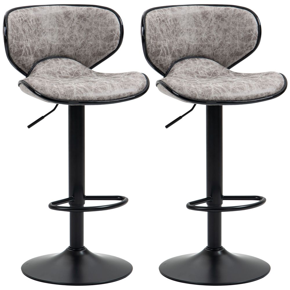 Vintage Bar Stool Set of 2 Microfiber Cloth Adjustable Height Armless Chairs - Bar Stool from HOMCOM