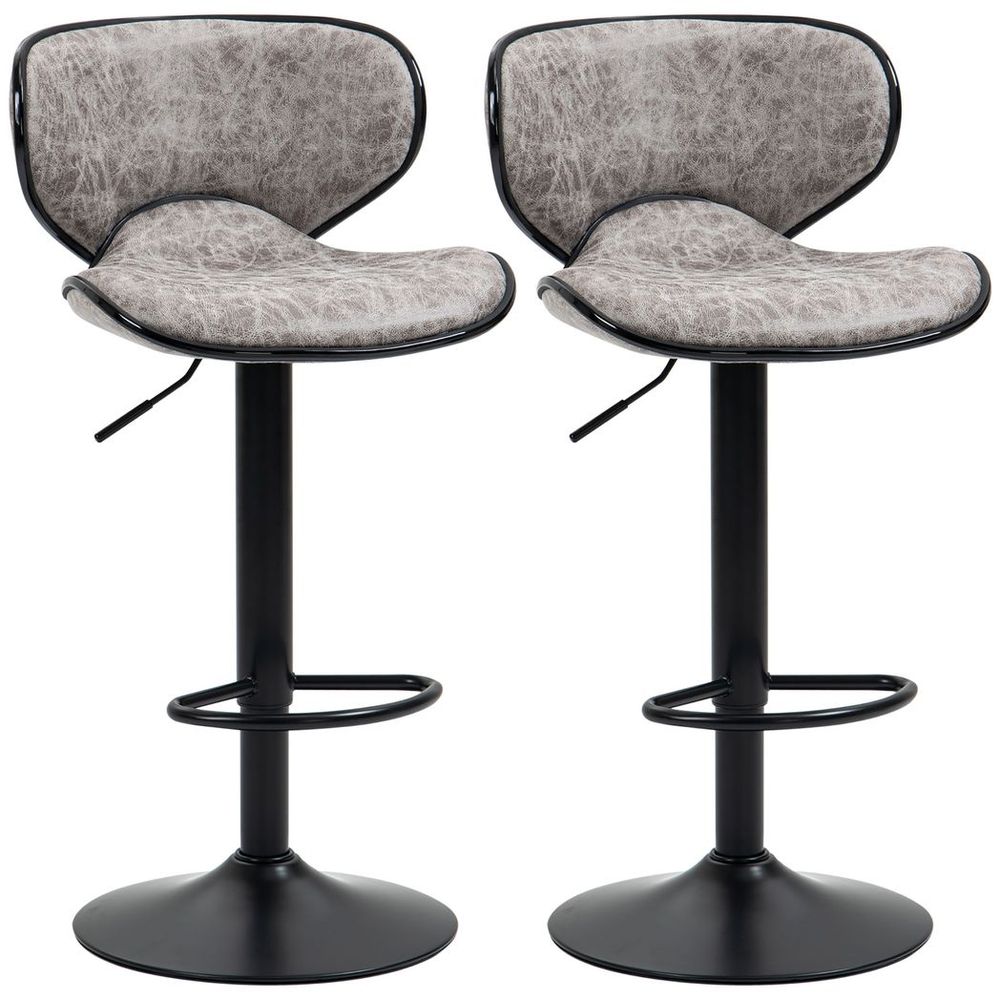 Vintage Bar Stool Set of 2 Microfiber Cloth Adjustable Height Armless Chairs - Bar Stool from HOMCOM