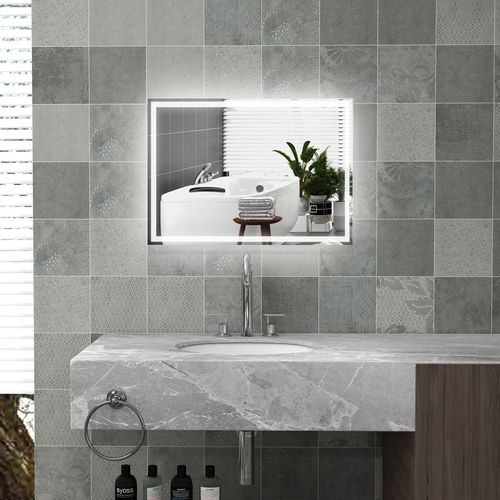 kleankin Illuminated Bathroom Mirror with LED Lights, 3 Colours, Defogging Film - Home Symphony