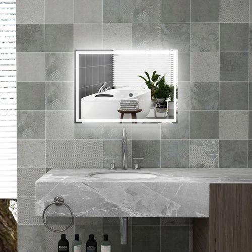 kleankin Illuminated Bathroom Mirror with LED Lights, 3 Colours, Defogging Film by HOMCOM