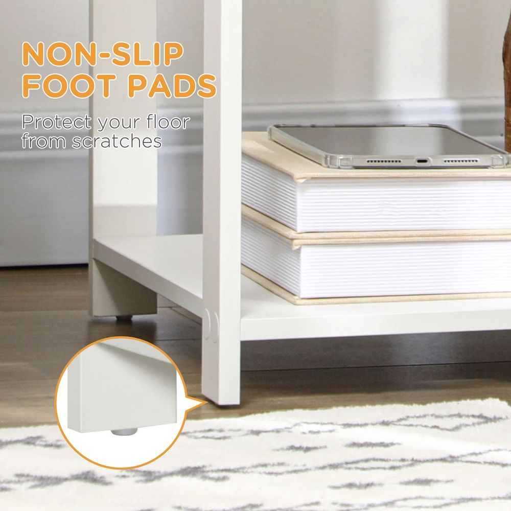 Bedroom Bedside Table, Sofa Side Table with Drawer and Shelf, White - Bedside Table from HOMCOM