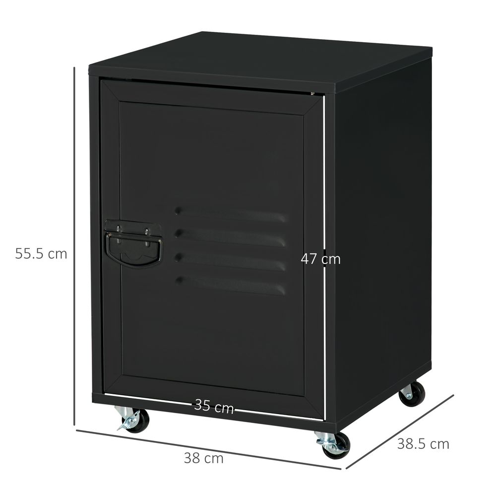 Bedside Table, Rolling End Side Table, Mobile Storage Cabinet Black - Bedside Table from HOMCOM