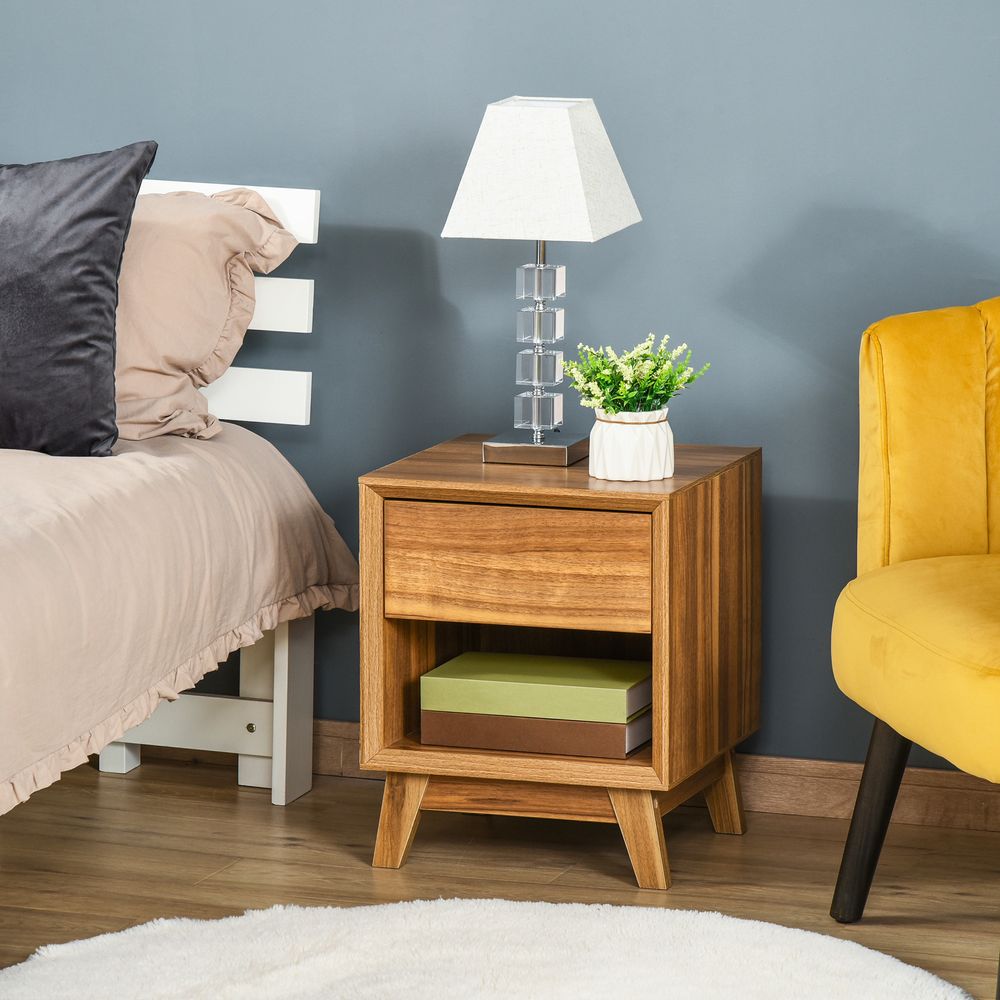 Bedside Table Storage Organizer Side Table  Drawer and Shelf Bedroom - Bedside Table from HOMCOM