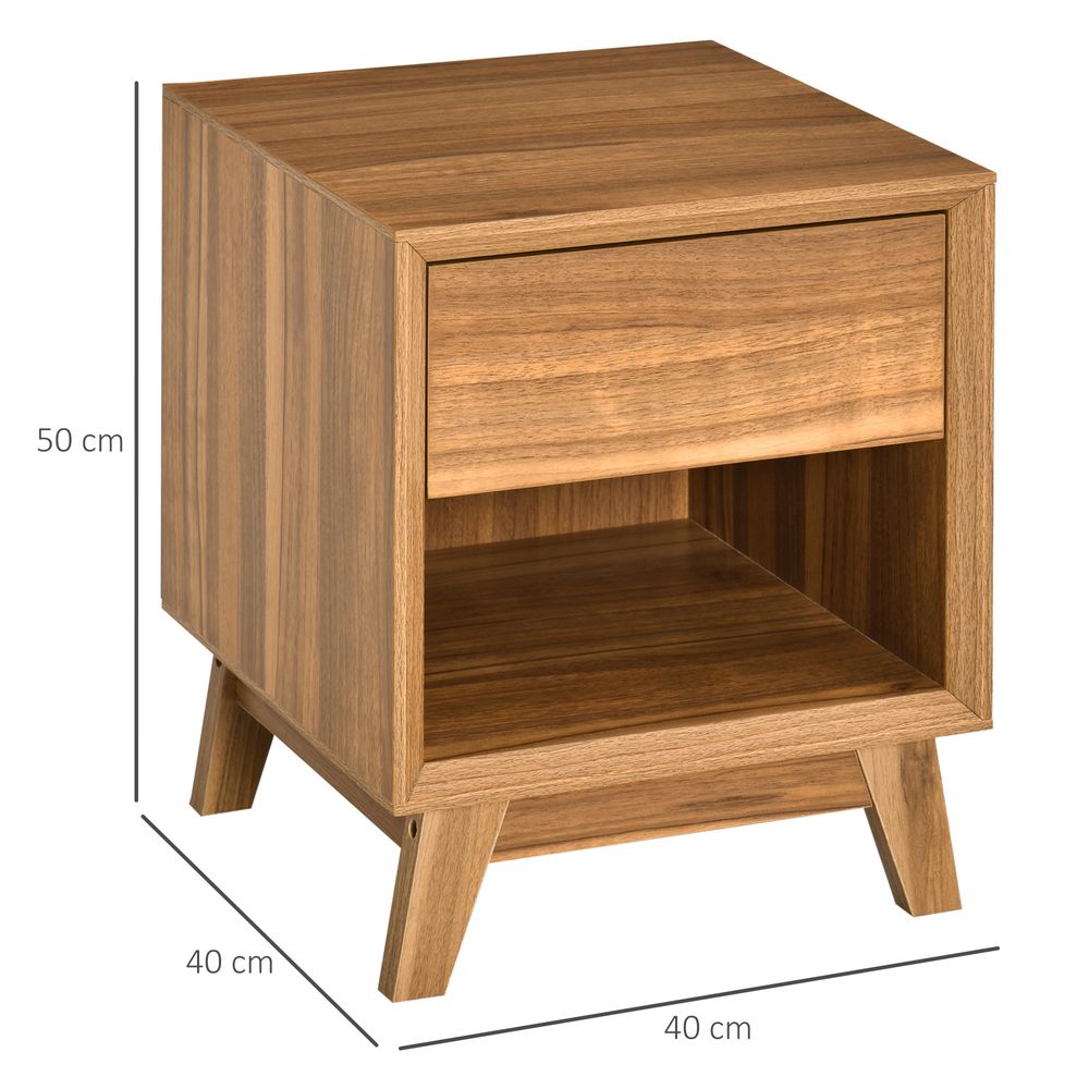 Bedside Table Storage Organizer Side Table  Drawer and Shelf Bedroom - Bedside Table from HOMCOM